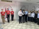 На утренней линейке в ГБОУ гимназии им.С.В. Байменова госавтоинспекторы и общественники напоминают несовершеннолетним о Правилах дорожно